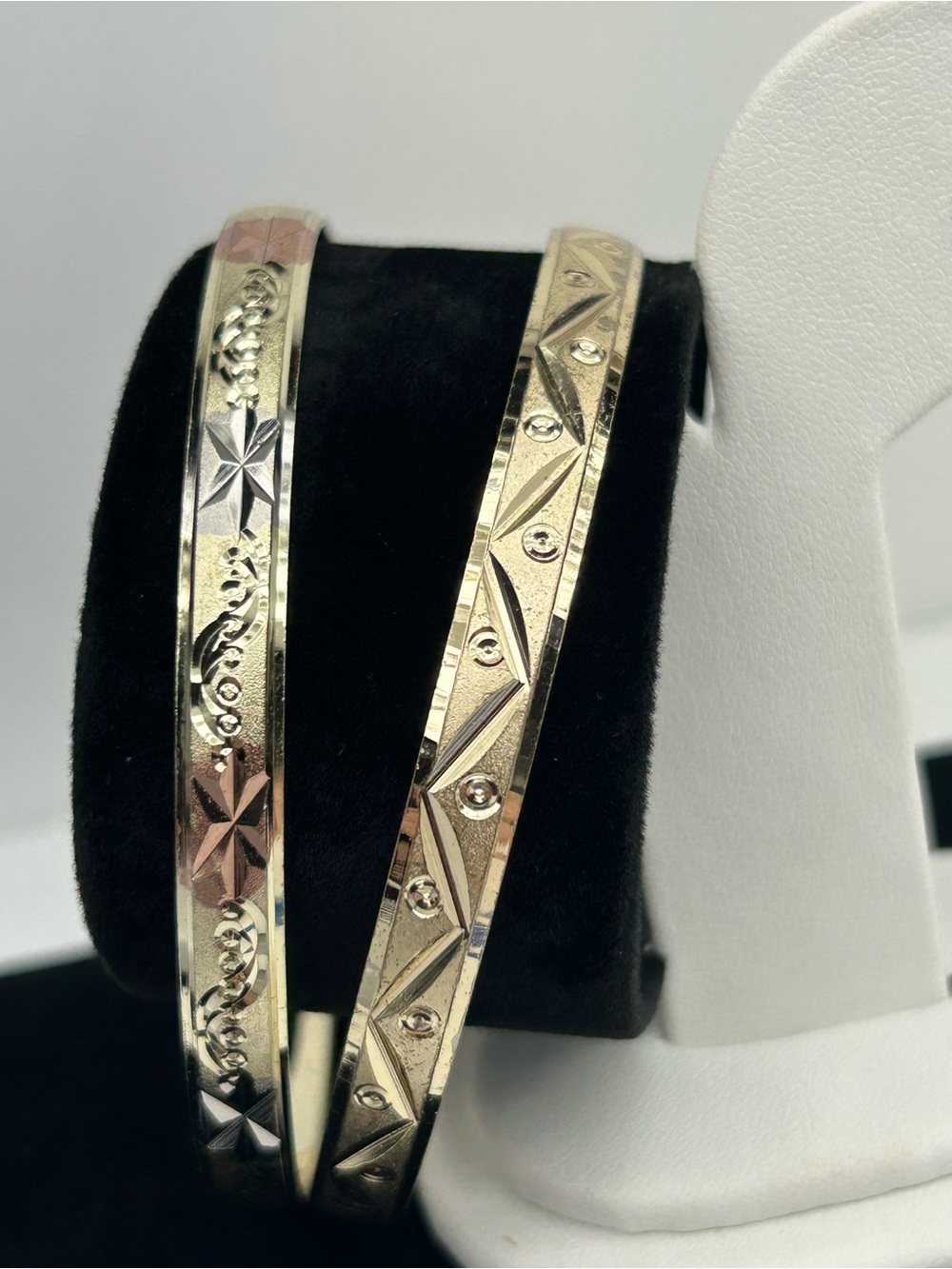 Gold-Tone Engraved Women's Bangle Bracelets - Set of 2